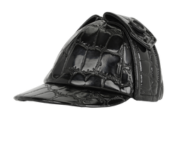 Miu Miu Croc Effect Cap, Polyester, Black, MII, SzS, 3*